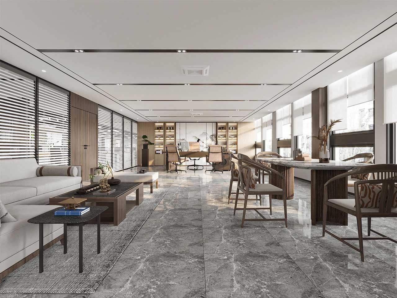 610平米鄭州現(xiàn)代辦公室裝修設計效果圖